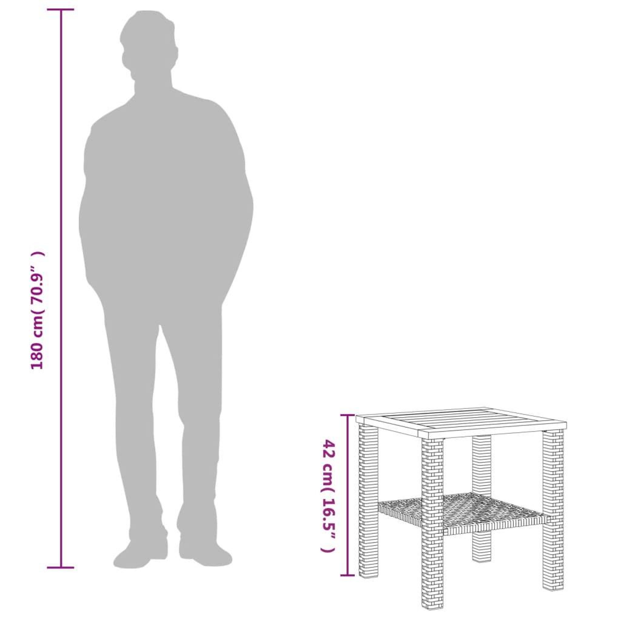 Voir la diapositive 6 : VIDAXL Table de jardin noir 40x40x42 cm resine tressee et bois acacia