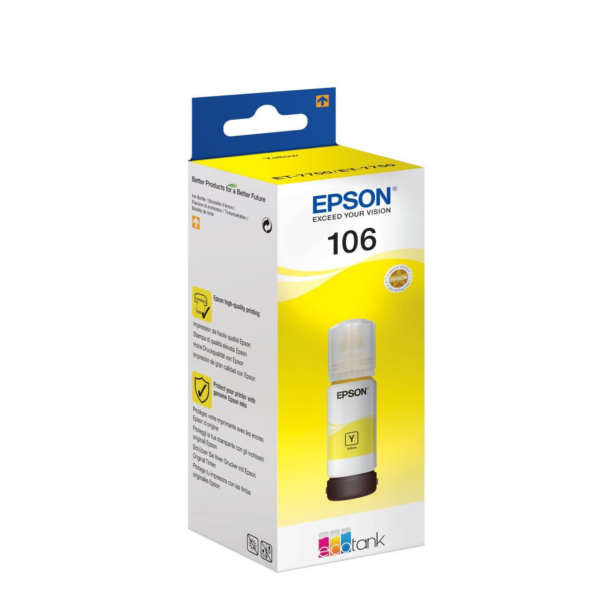 Voir la diapositive 3 : Epson Cartouche d'encre bouteille d'encre ecotank 106 jaune (yellow) photo - c13t00r440
