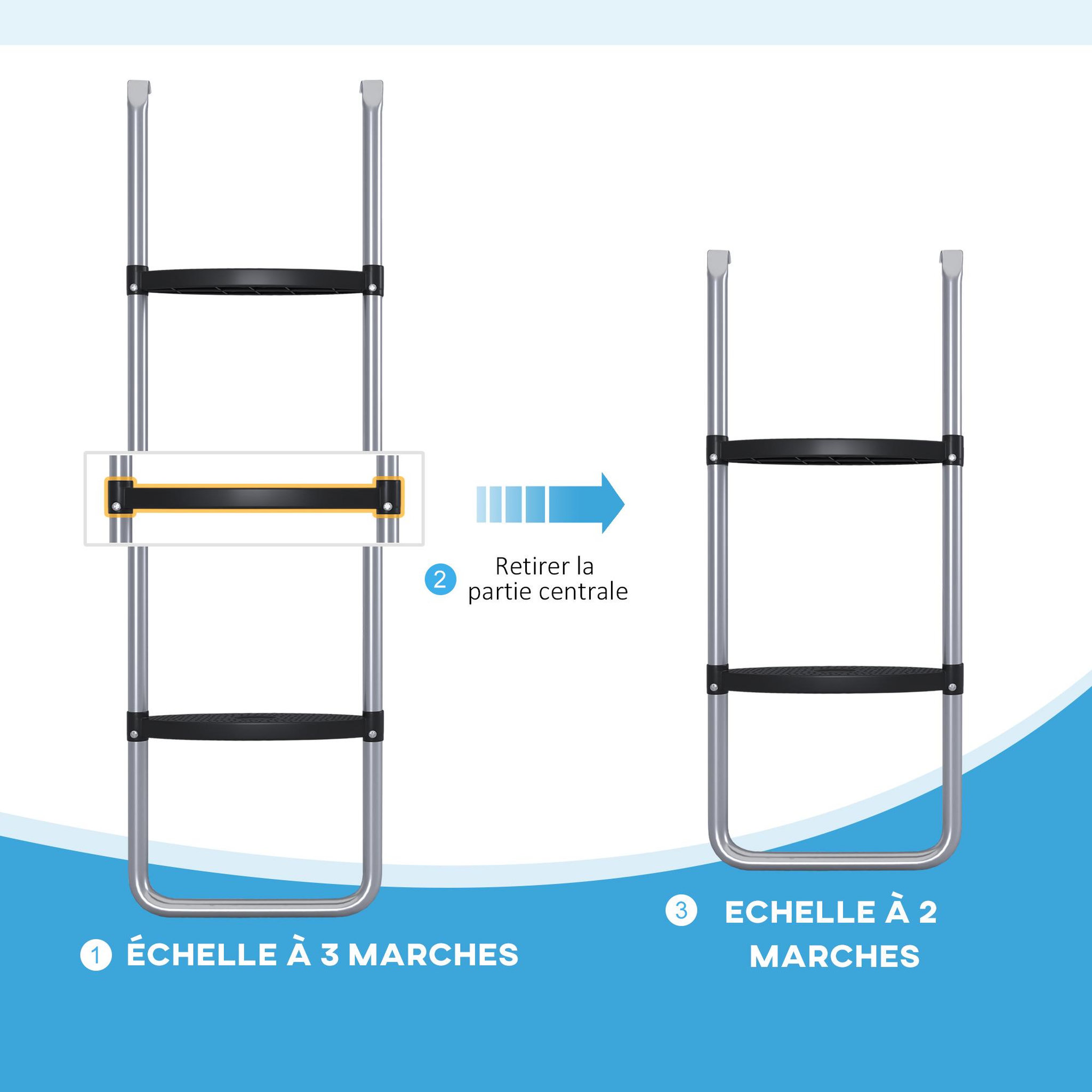 Voir la diapositive 4 : HOMCOM Échelle de trampoline 3 ou 2 échelons 120 Kg max.
