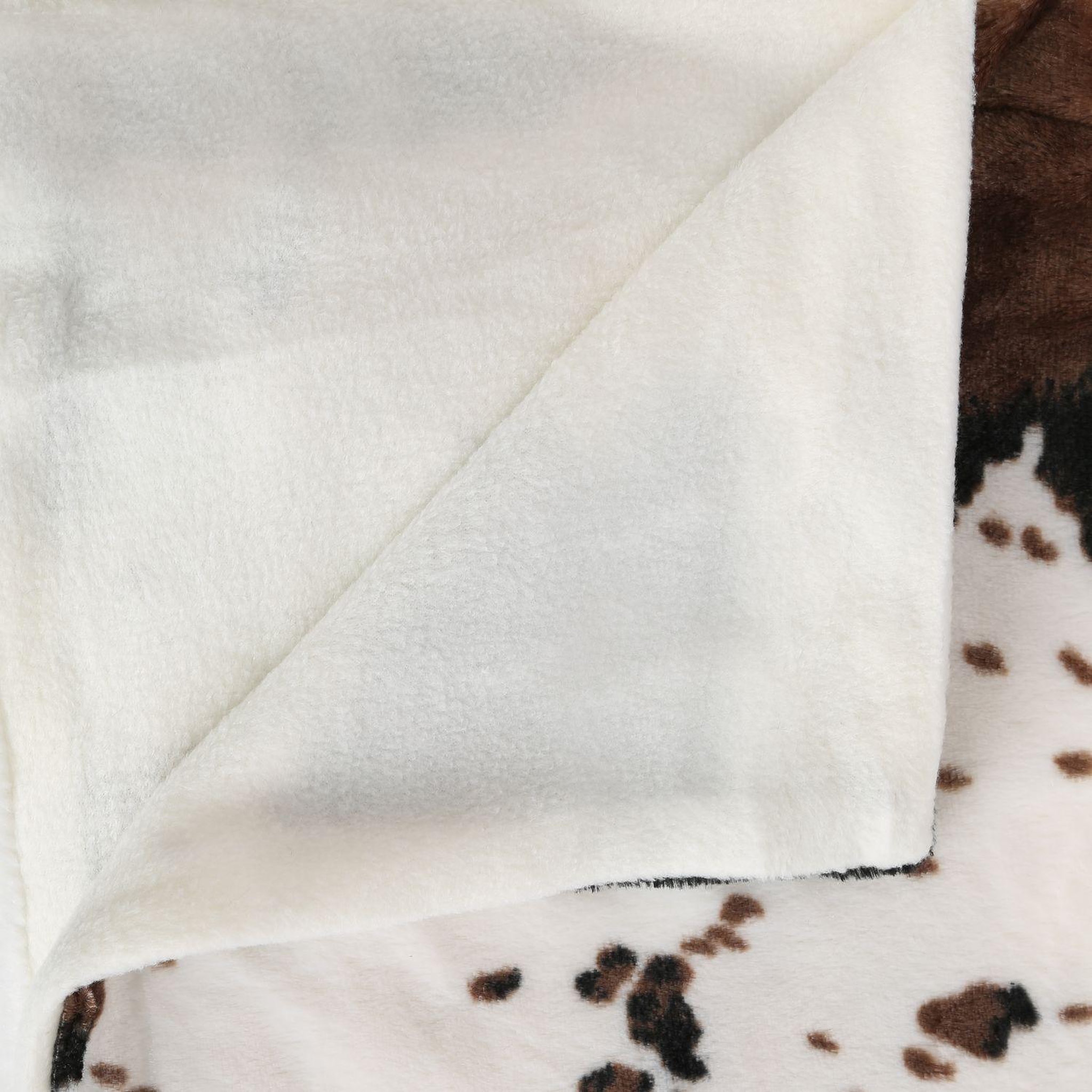 Voir la diapositive 4 : ATMOSPHERA Plaid vache - 130 x 160 cm - blanc et marron