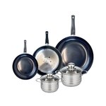ELO Ensemble de 3 Poêles de cuisson 20, 24 et 32 cm et 2 faitouts 14 et 16 cm Elo Prima Brillant