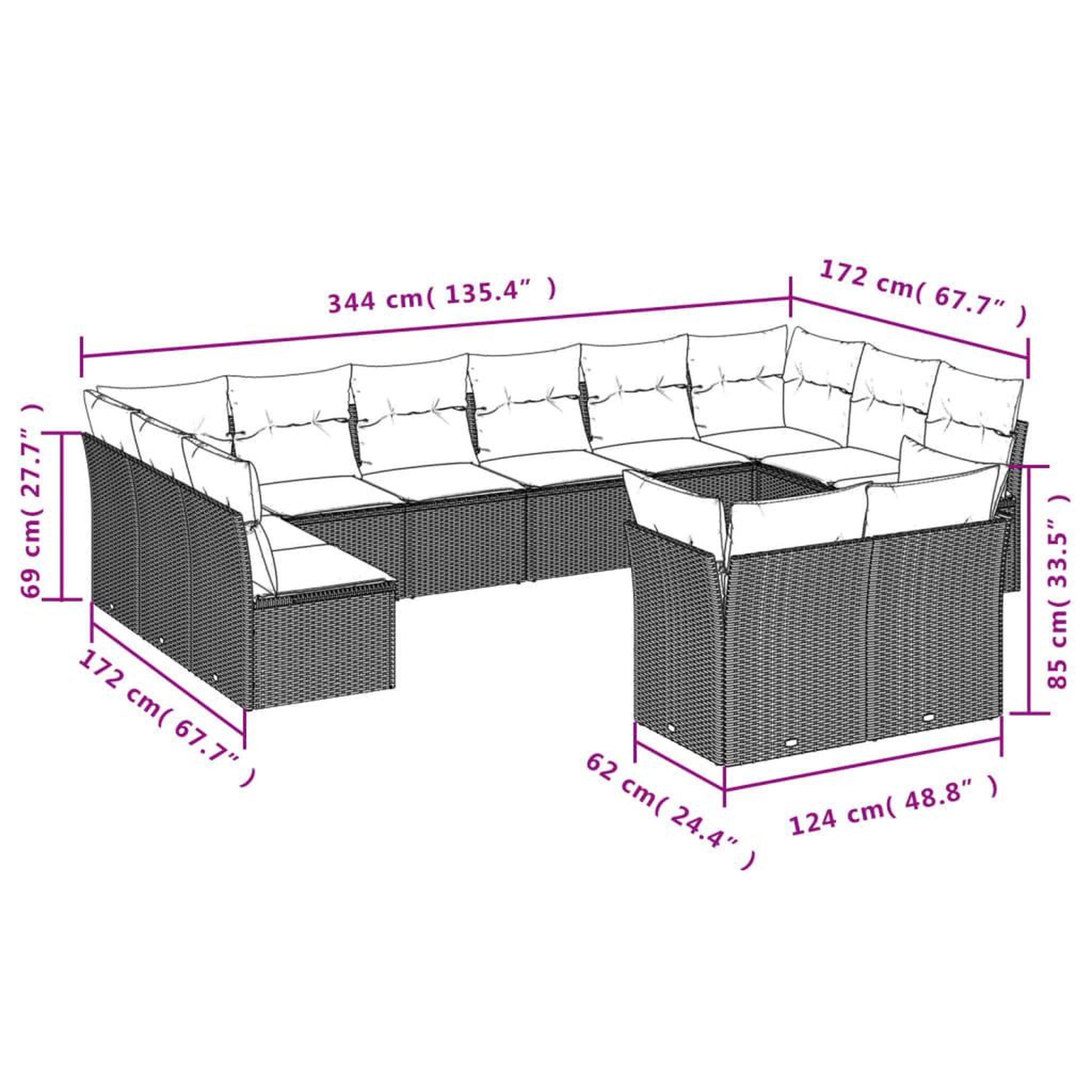 Voir la diapositive 4 : VIDAXL Salon de jardin 12 pcs avec coussins noir resine tressee