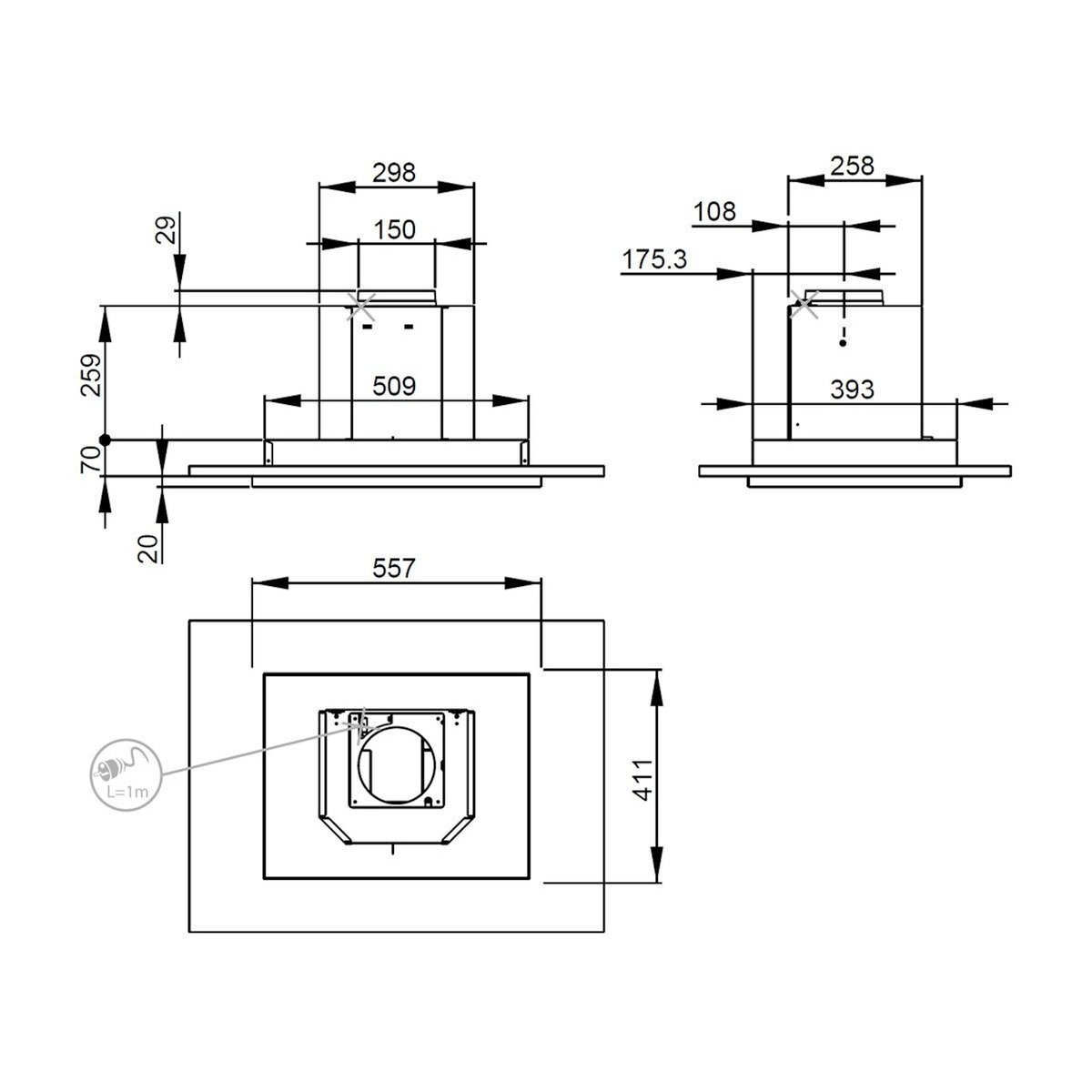 ROBLIN Hotte encastrable ALTIMA 57 INOX SANS MOTEUR