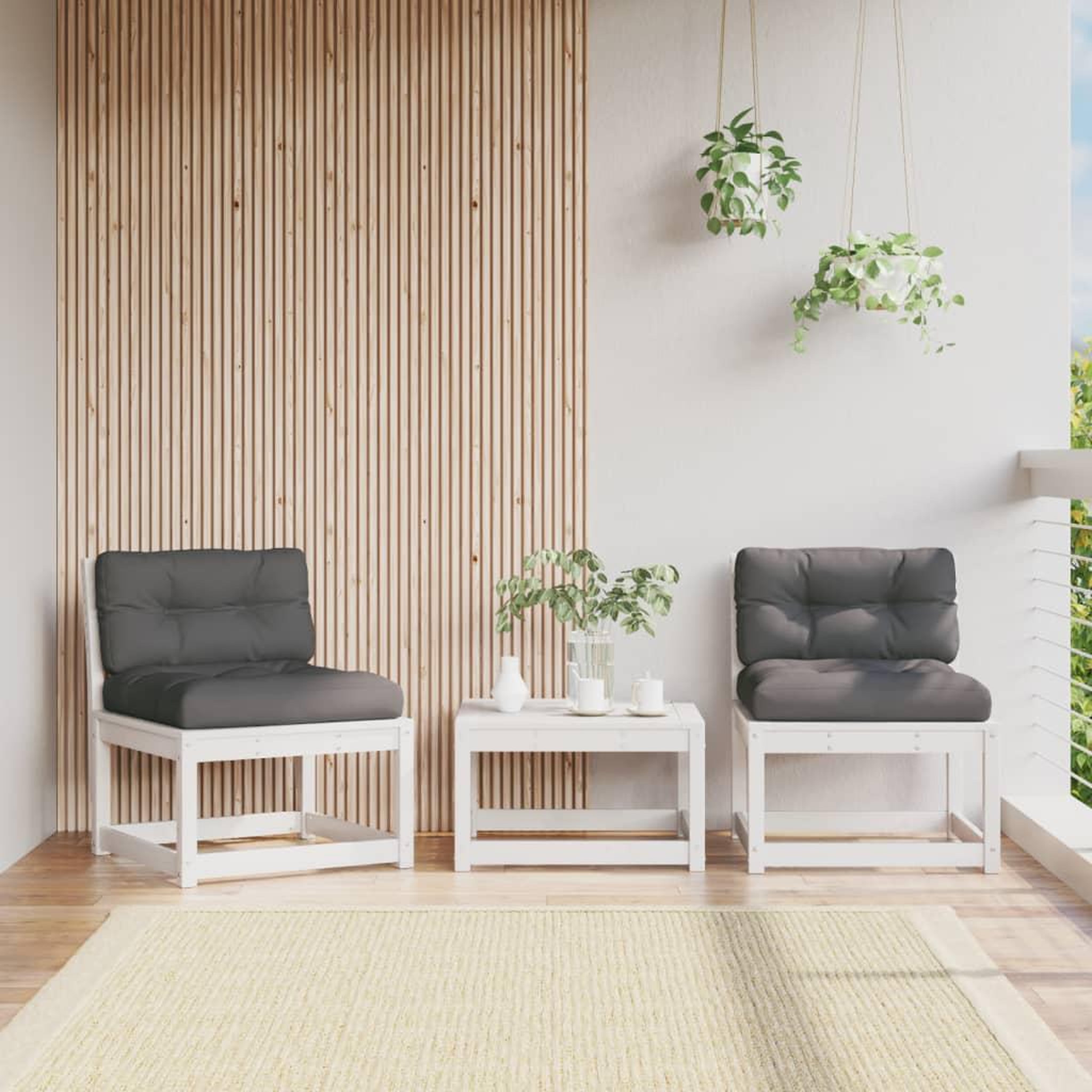 VIDAXL Canapes de jardin avec coussins 2pcs blanc bois de pin massif