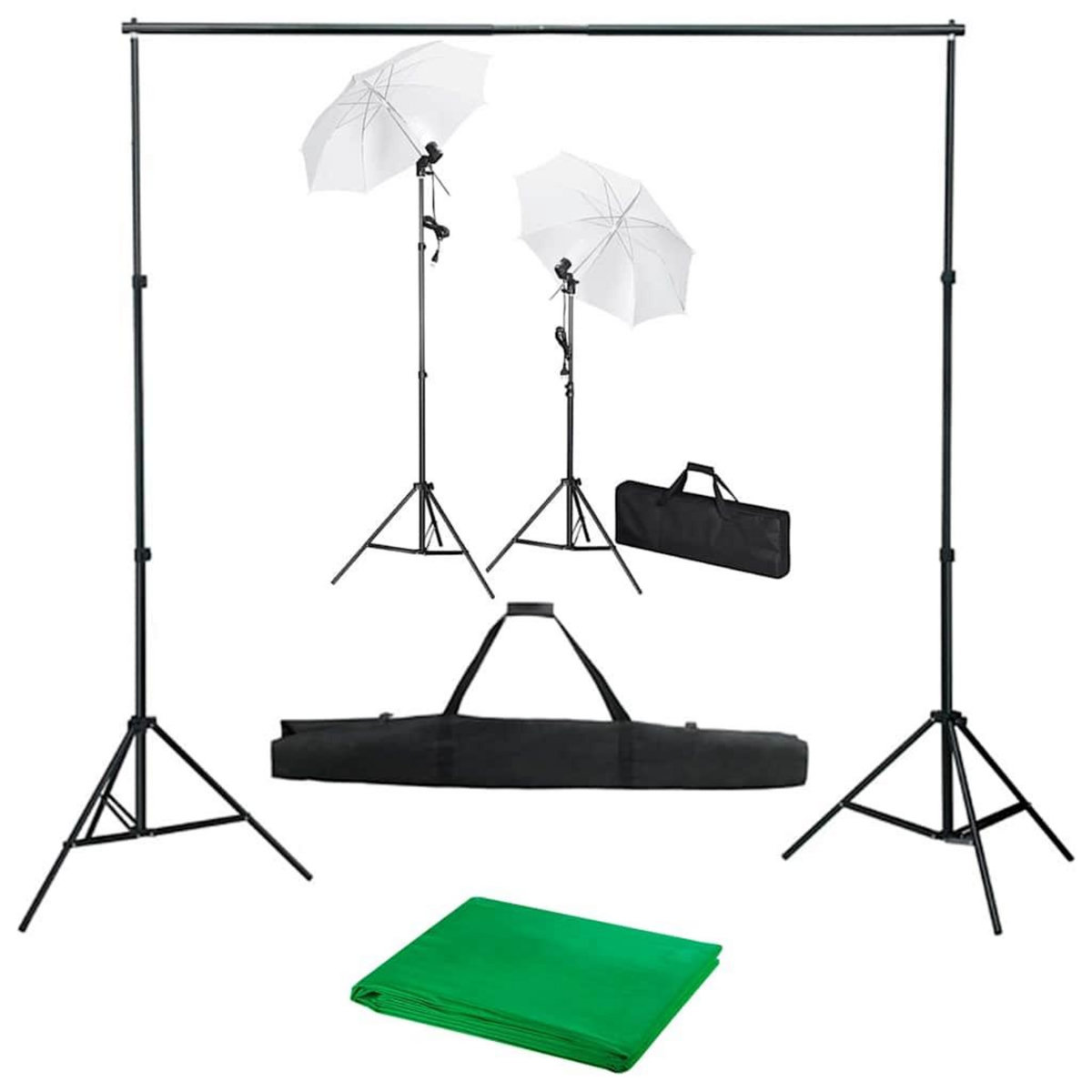 VIDAXL Kit de studio photo avec toile de fond lampes et parapluies