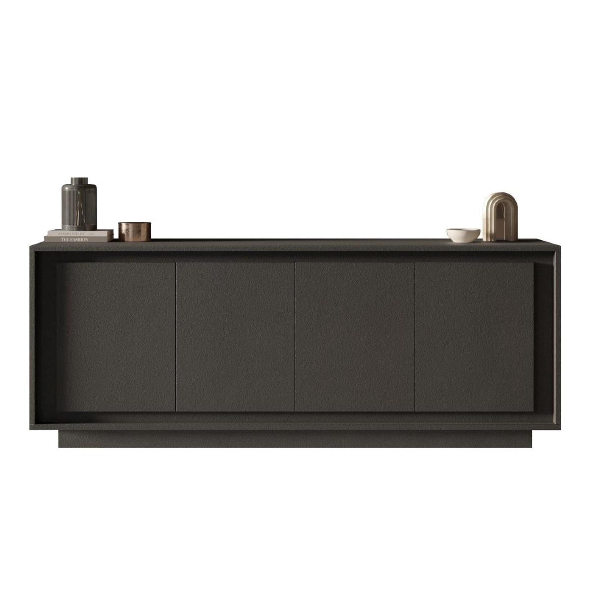 JLC KREATION Buffet bas contemporain 4 portes gris anthracite YORI