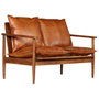 Voir la diapositive 2 : VIDAXL Canape a 2 places Cuir veritable avec bois d'acacia Marron