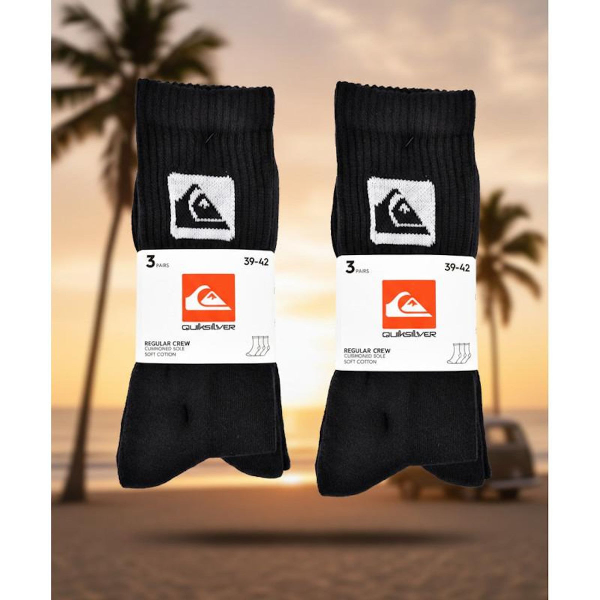 QUIKSILVER Quiksilver Pack de Chaussettes Homme Crew – Lot 6 Paires Sport Cushioned
