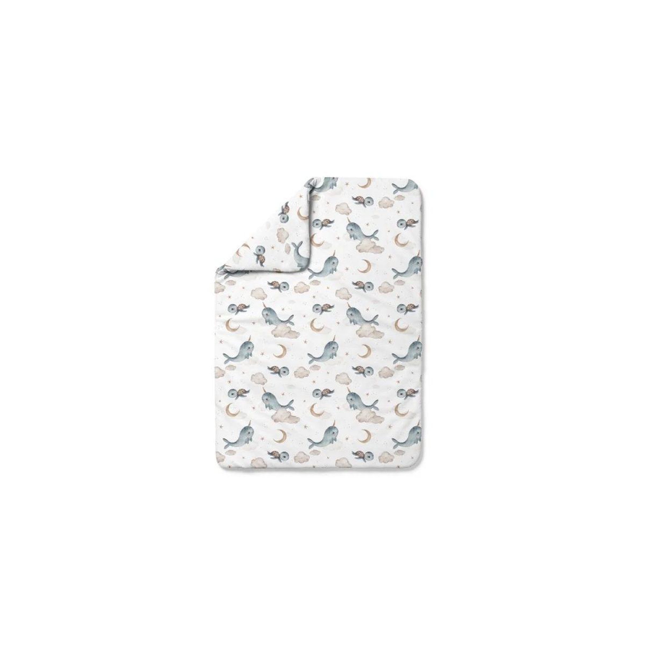WALDIN Couette bébé 100 × 75 cm - motif baleine, blanc