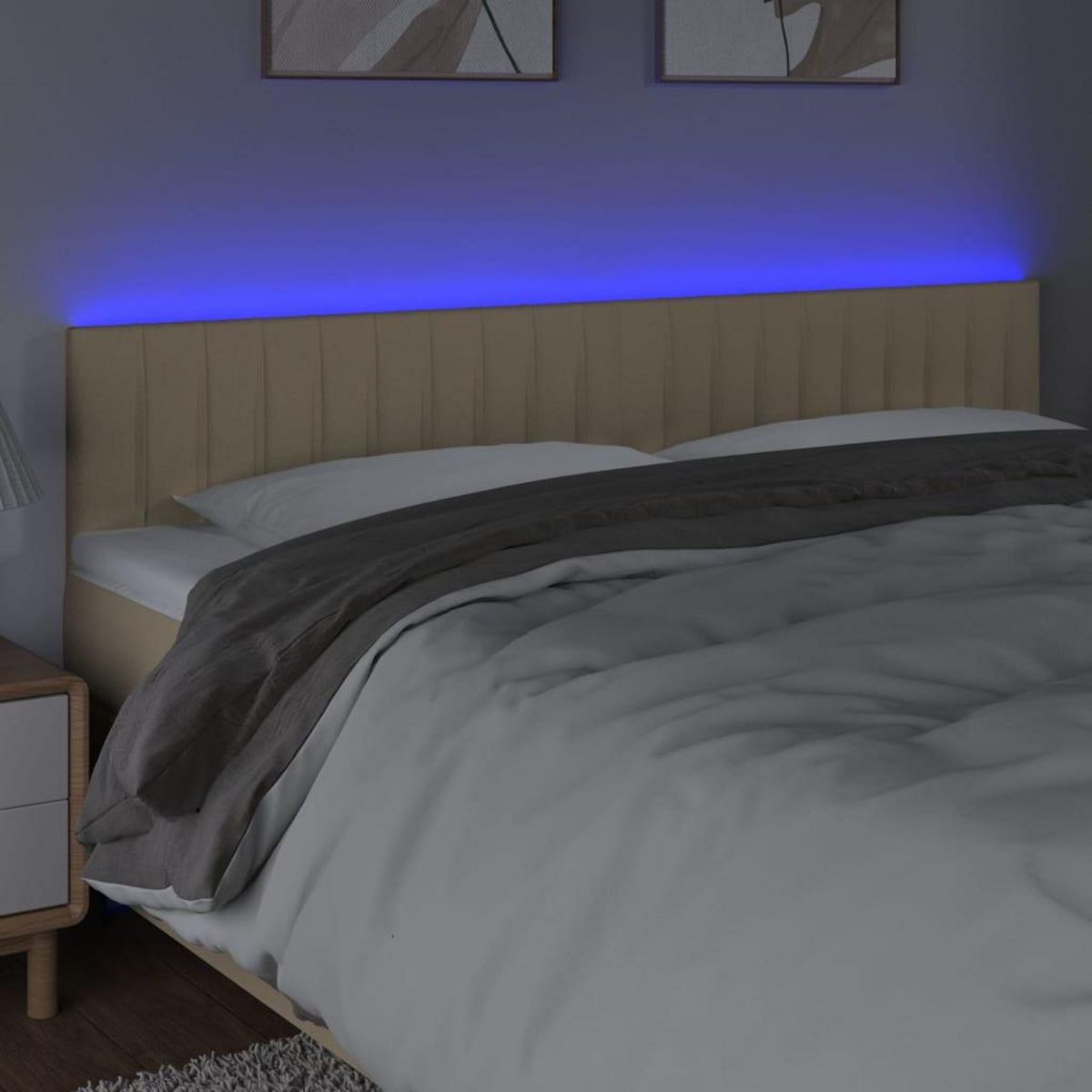 VIDAXL Tete de lit a LED Creme 200x5x78/88 cm Tissu