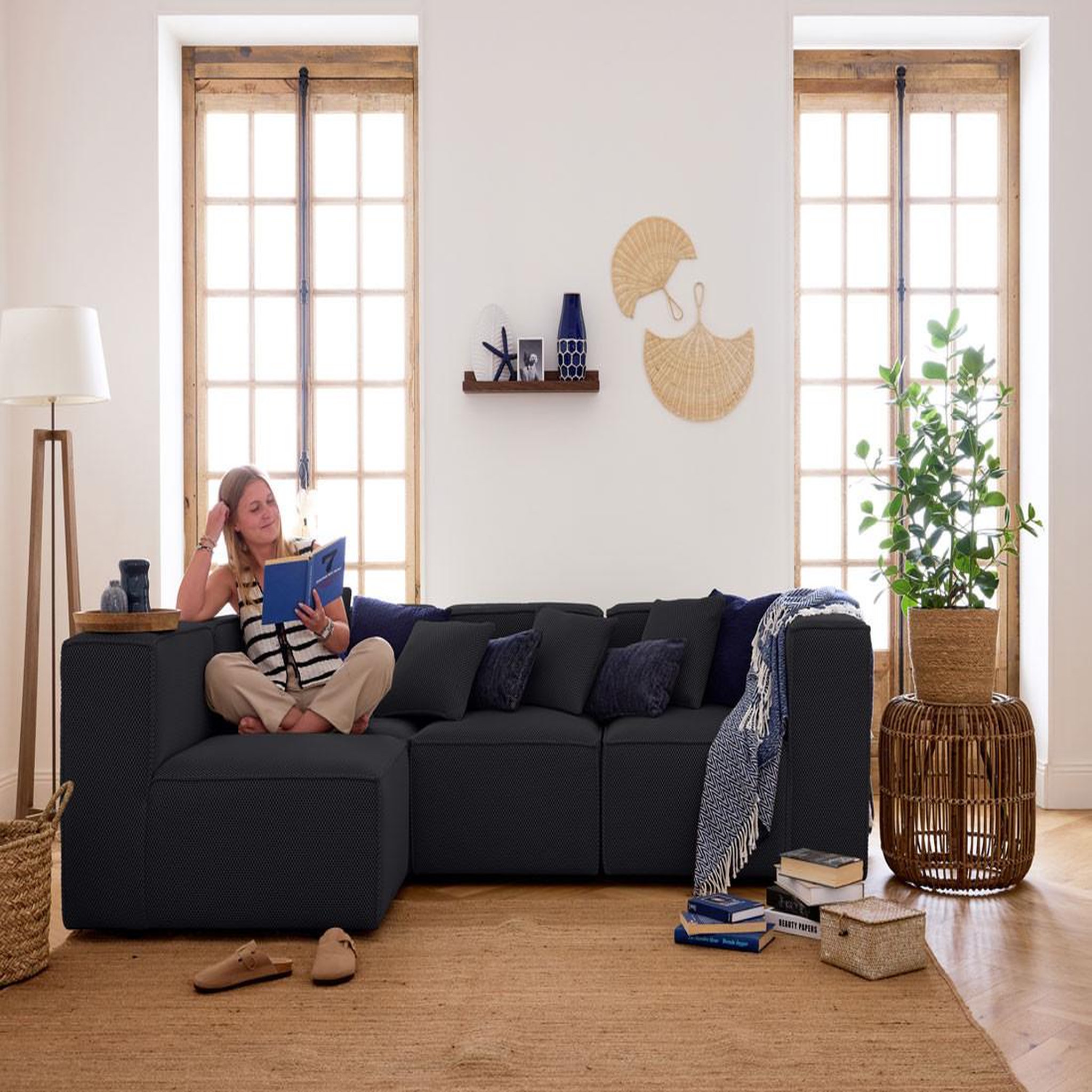 Voir la diapositive 3 : LISA DESIGN Arty - module d'assise droit - en tissu mailles 3d