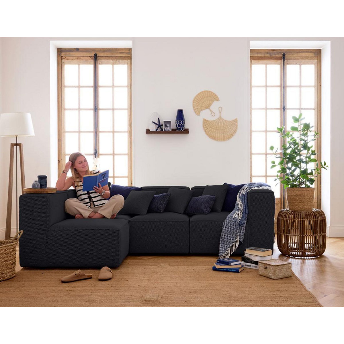 LISA DESIGN Arty - module d'assise droit - en tissu mailles 3d