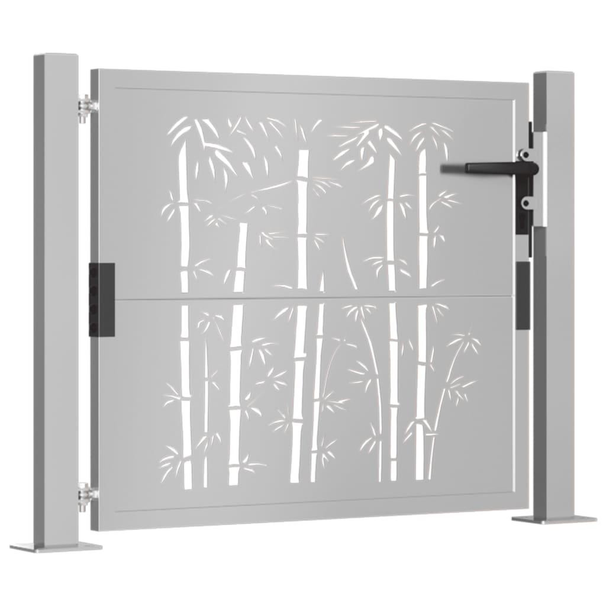 Voir la diapositive 3 : VIDAXL Portail de jardin 105x80 cm acier corten design de bambou