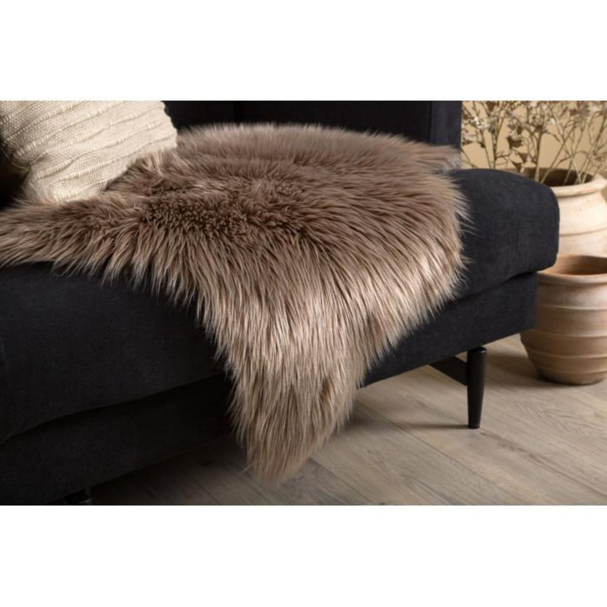 Paris Prix Tapis Imitation Fourrure  Katy  60x90cm Marron