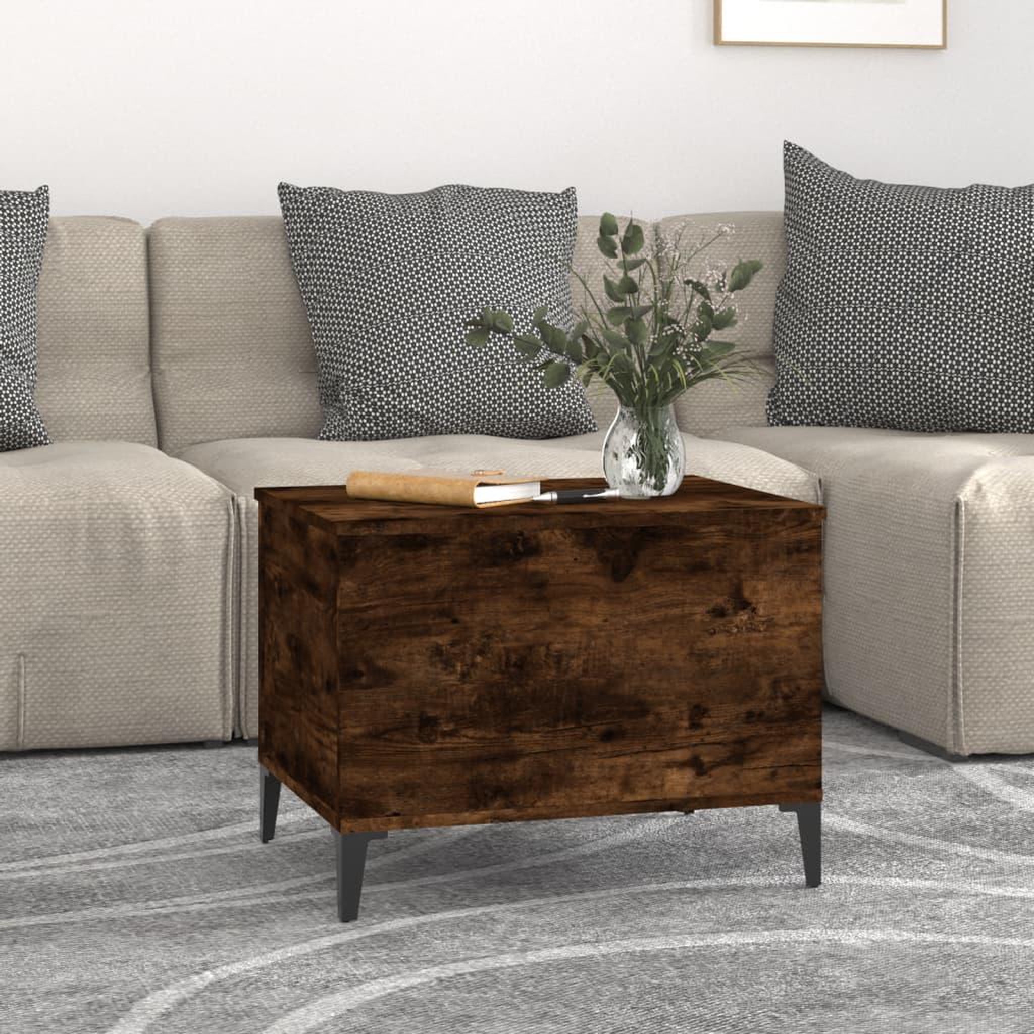 Voir la diapositive 3 : VIDAXL Table basse Chene fume 60x44,5x45 cm Bois d'ingenierie