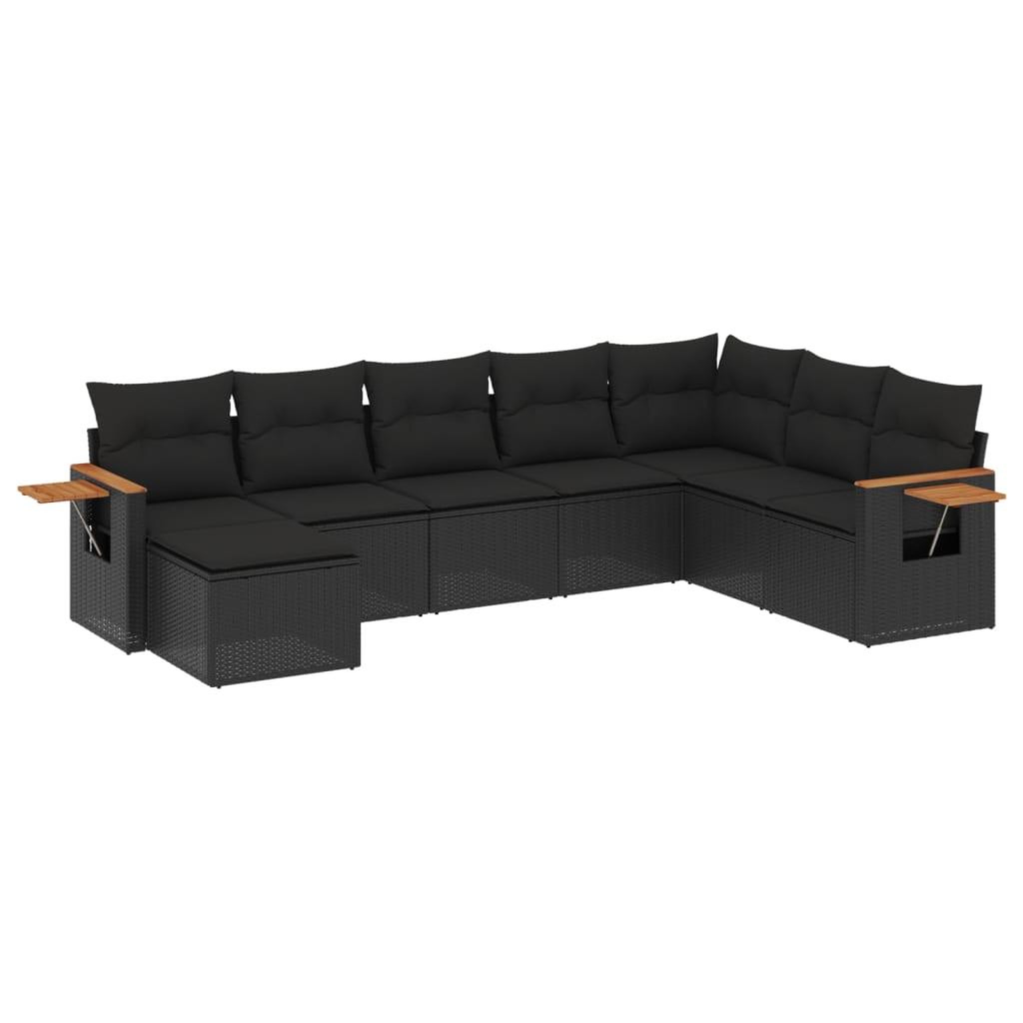 Voir la diapositive 2 : VIDAXL Salon de jardin 8 pcs avec coussins noir resine tressee