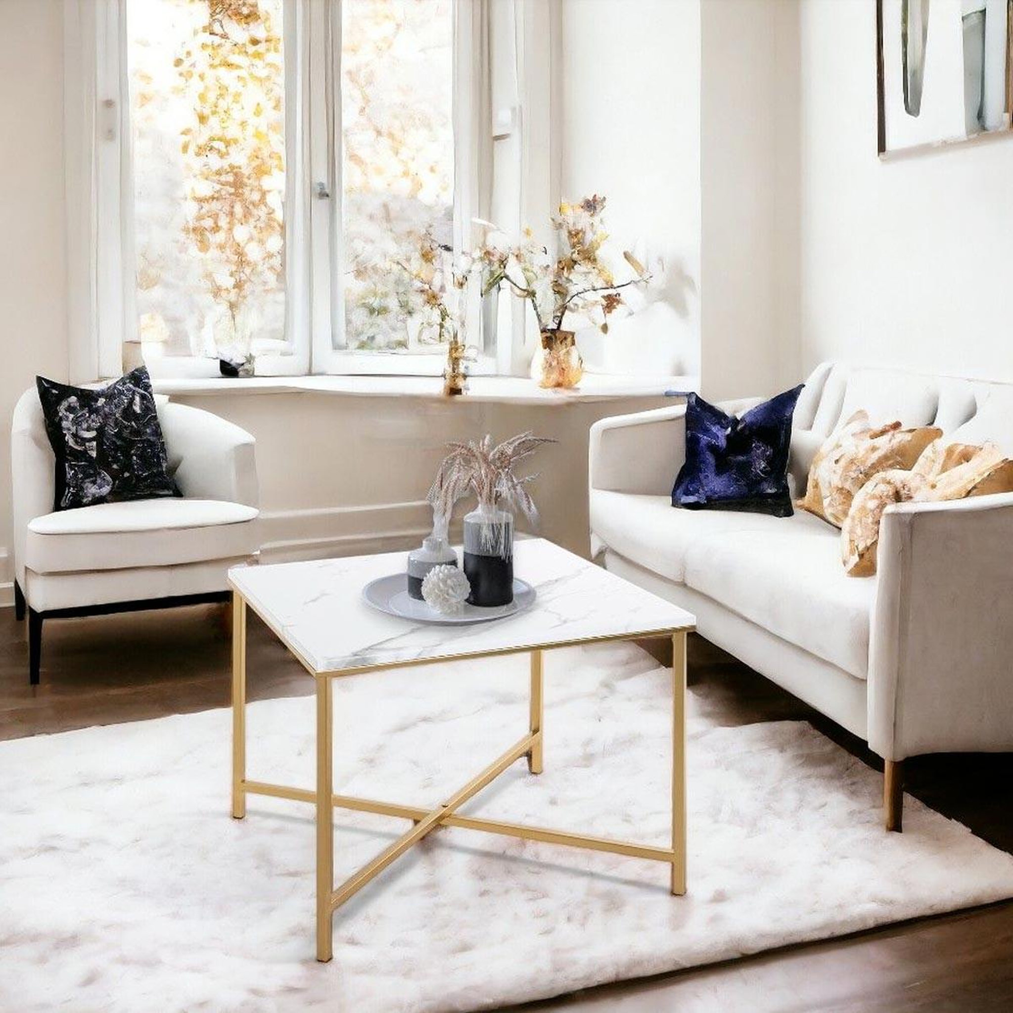 Voir la diapositive 3 : Paris Prix Table basse effet marbre  alba  60cm or
