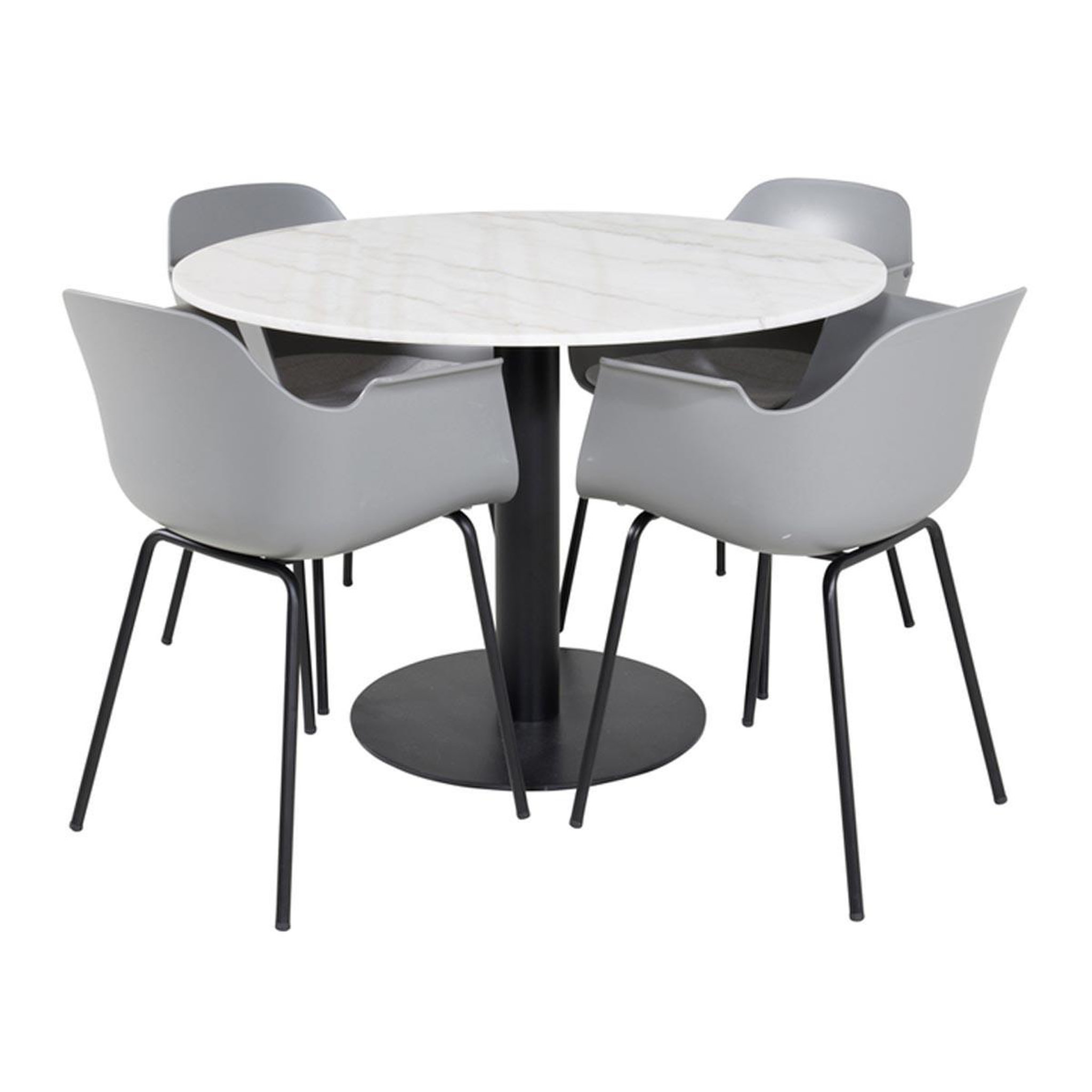 Paris Prix Ensemble table à manger & 4 chaises  estelle i & comfort  106cm blanc & gris