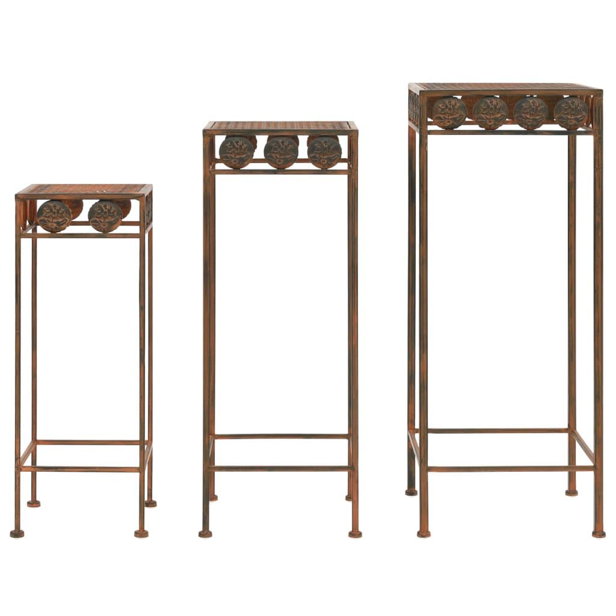 VIDAXL Set de supports de plantes 3 pcs style vintage metal rouille
