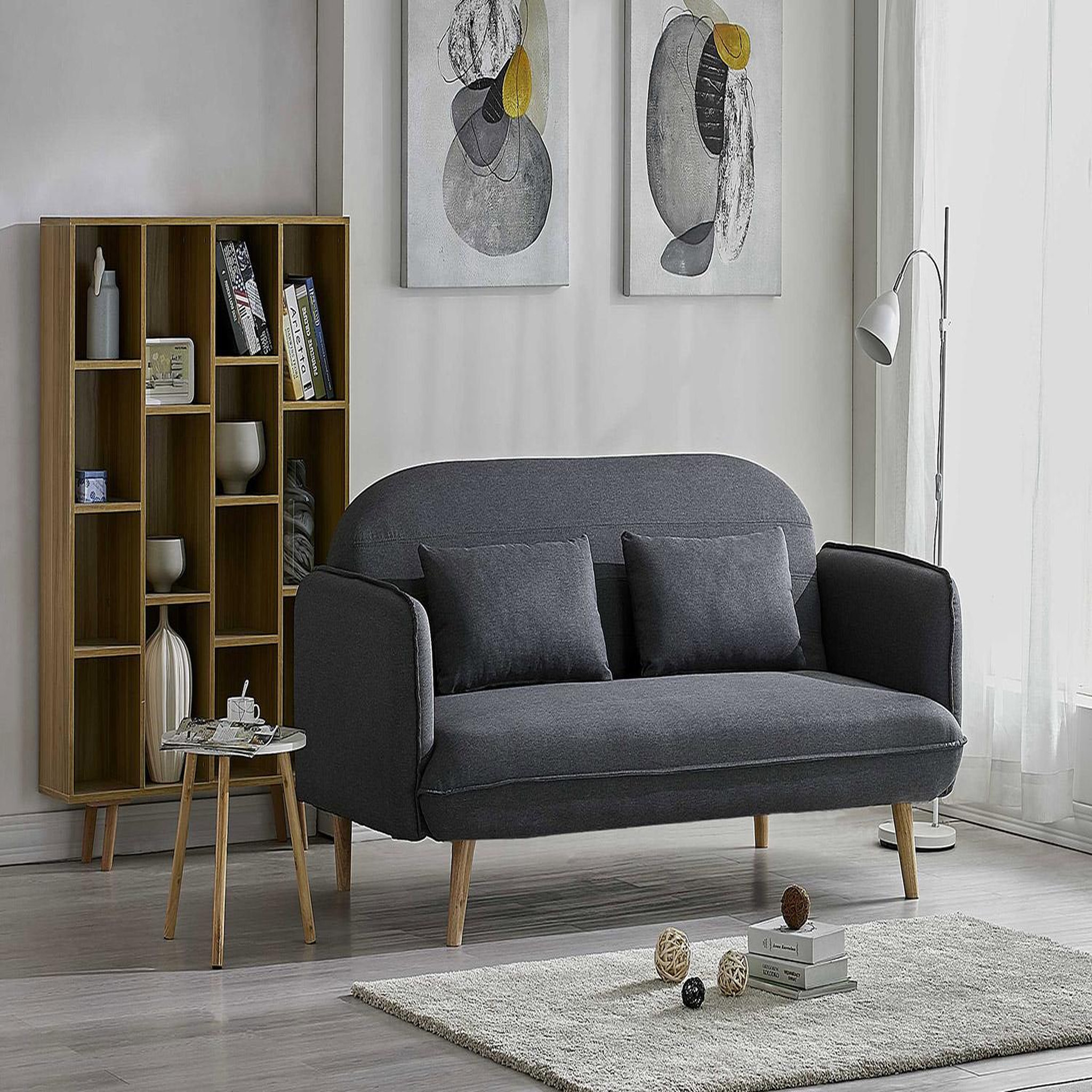 Voir la diapositive 6 : CONCEPT USINE Canapé convertible 3 places en tissu gris sotchi