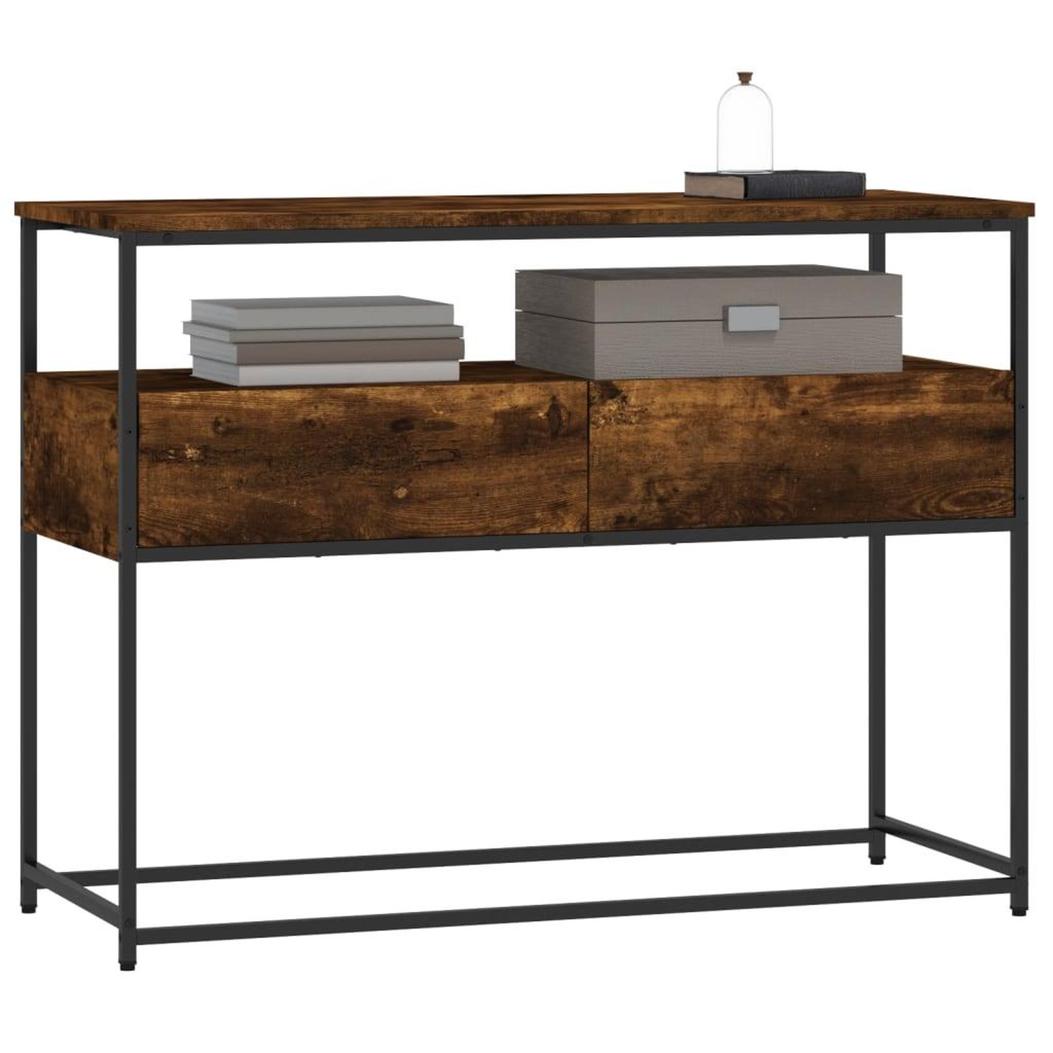 Voir la diapositive 3 : VIDAXL Table console chene fume 100x40x75 cm bois d'ingenierie