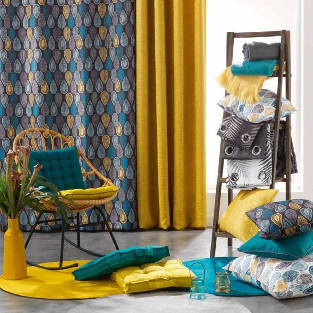 Paris Prix Rideau Tamisant  Palpito  140x260cm Blanc & Bleu