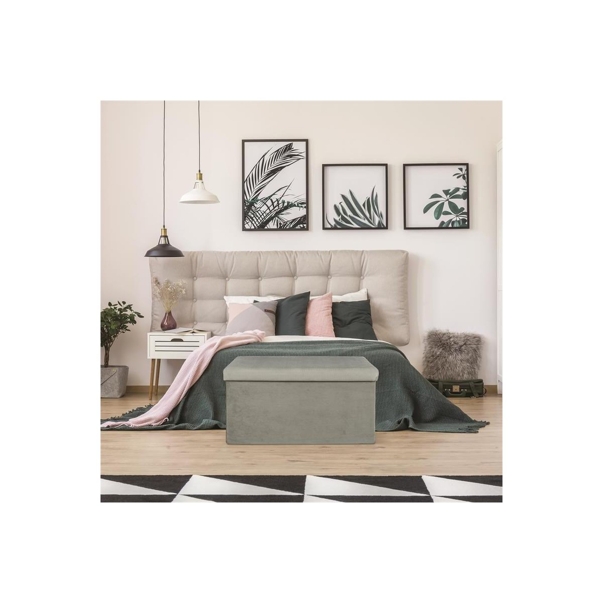 Voir la diapositive 4 : The Home Deco Factory Banc & coffre de rangement  giulia  77cm gris