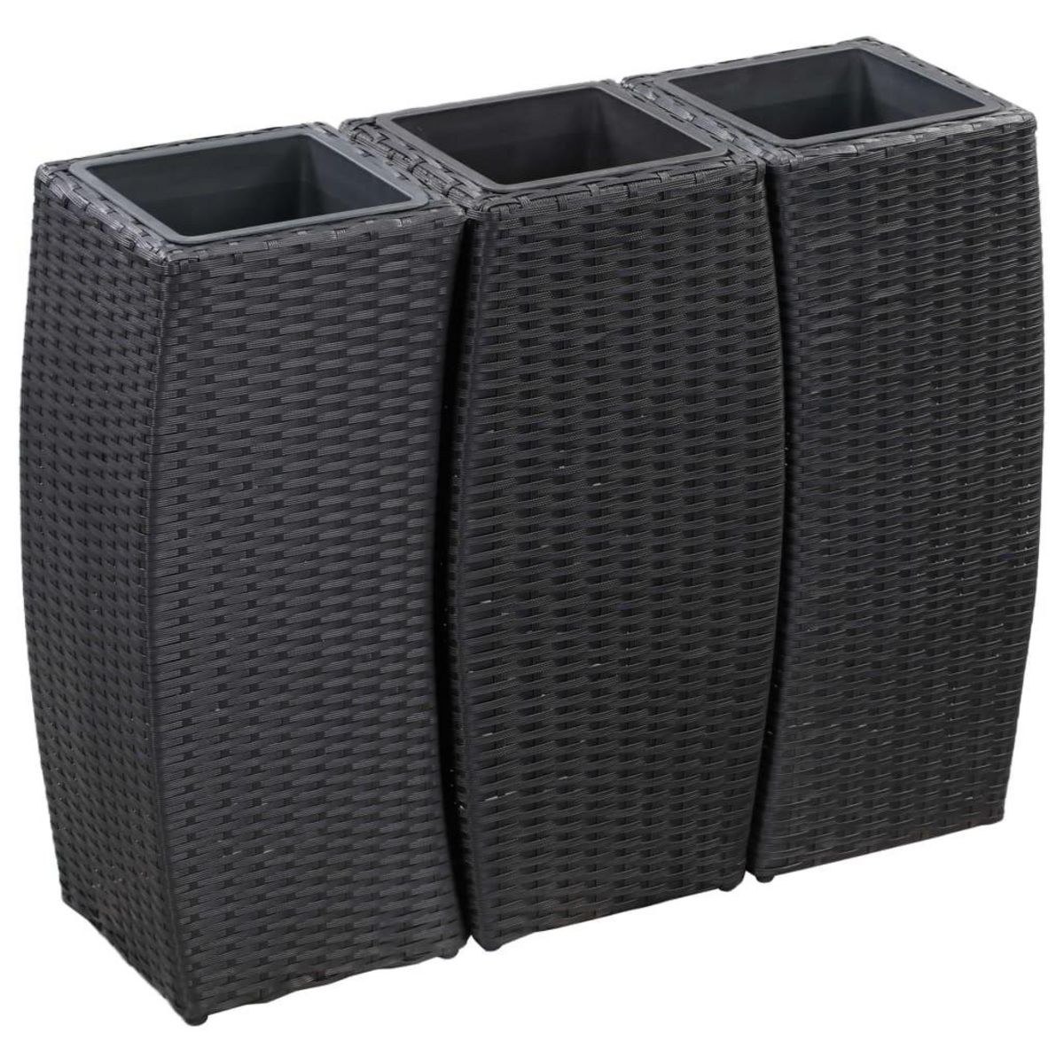 VIDAXL Lits sureleves de jardin 3 pcs Resine tressee Noir