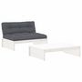 Voir la diapositive 2 : VIDAXL Salon de jardin 2 pcs avec coussins blanc bois massif
