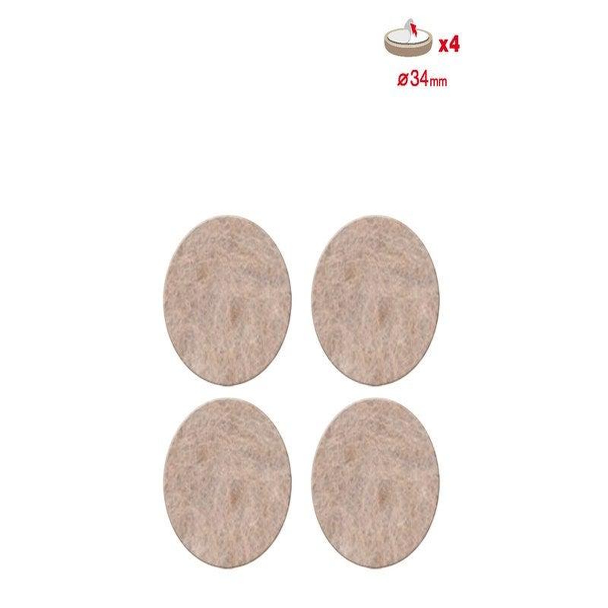 CENTRALE BRICO Lot de 4 patins feutre en laine adhésif, SCOTCH, diam. 35 mm, beige
