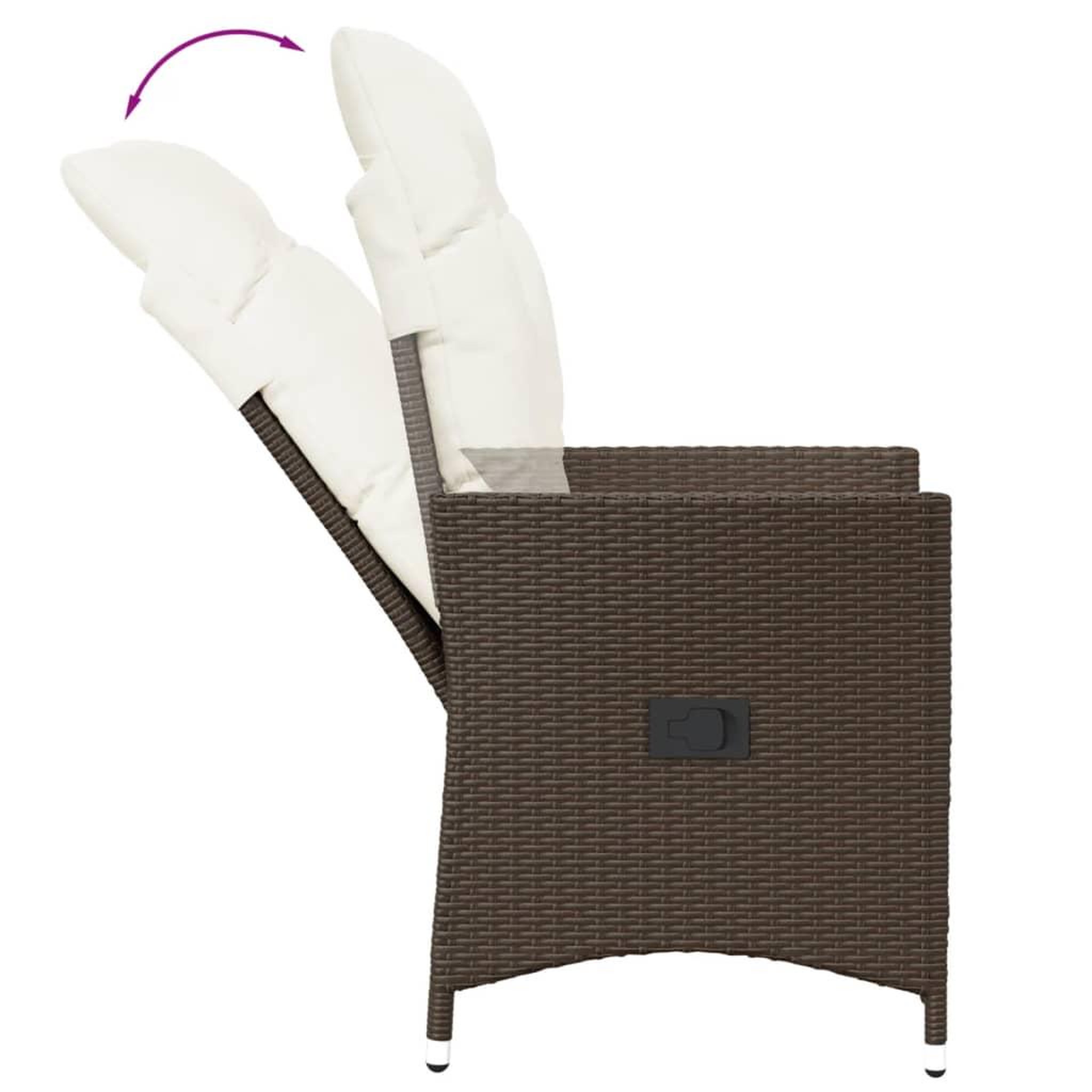 Voir la diapositive 5 : VIDAXL Ensemble de bistro 3 pcs avec coussins marron resine tressee