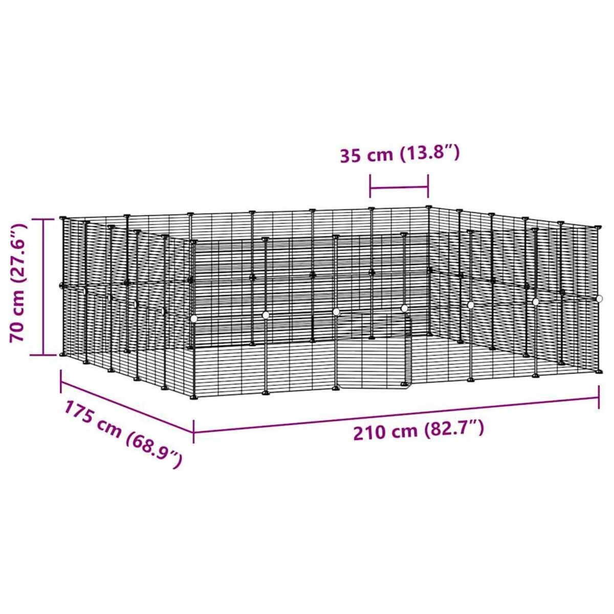VIDAXL Cage animaux de compagnie a 44 panneaux et porte Noir 35x35 cm