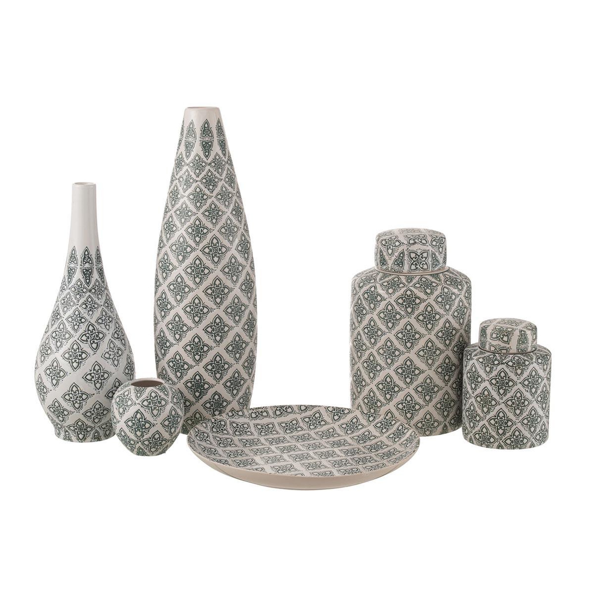 Voir la diapositive 2 : J-LINE Vase poire en porcelaine  kousa  43cm bleu & blanc