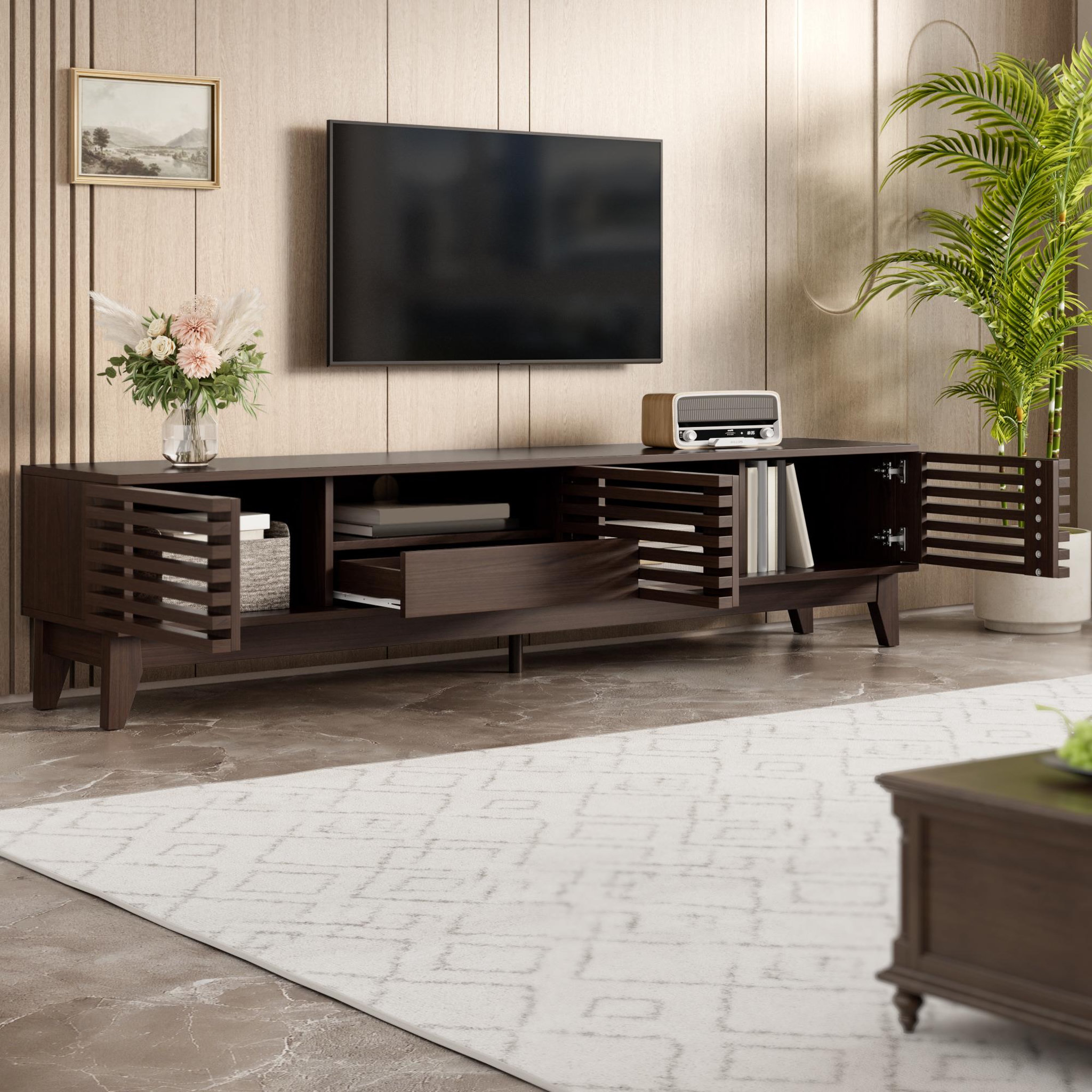 Voir la diapositive 5 : MERAX Meuble tv naturel 170 cm panneau de particules
