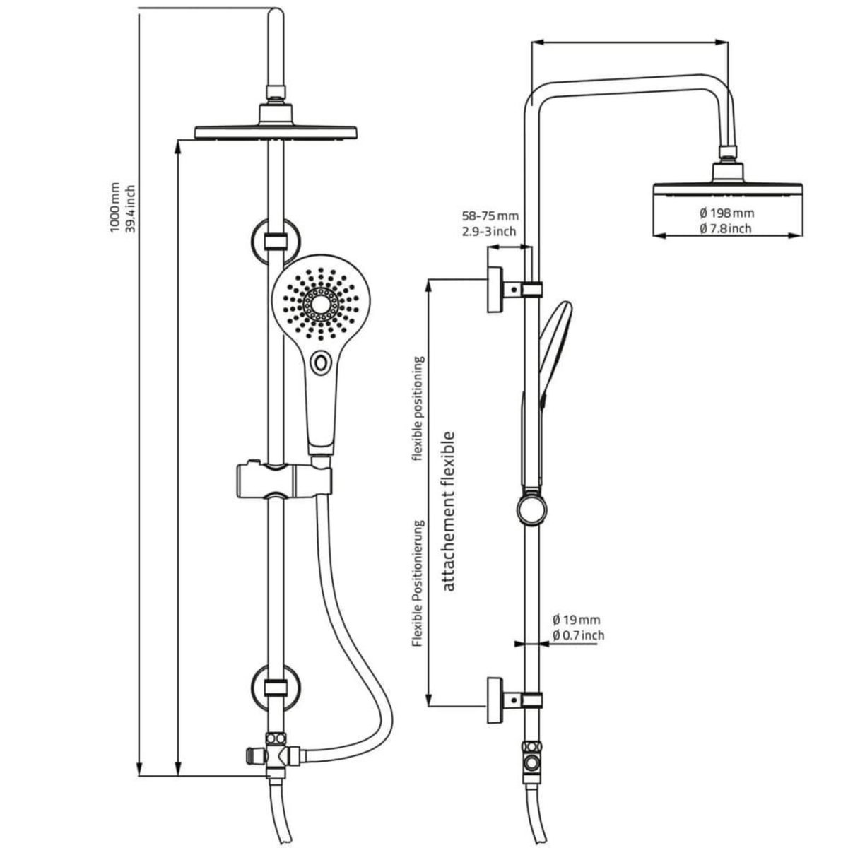 RIDDER RIDDER Jeu de douche et pomme de douche massante Bahamas chrome 91440