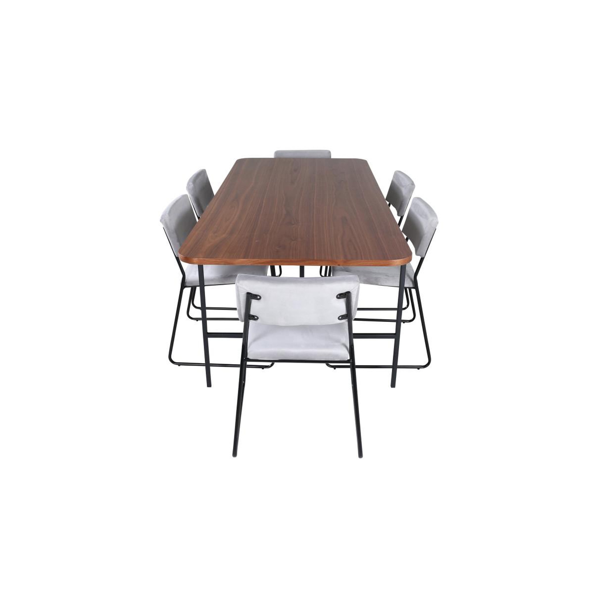 Voir la diapositive 2 : Paris Prix Ensemble table à manger & 6 chaises  uno & kenth  200cm gris & marron