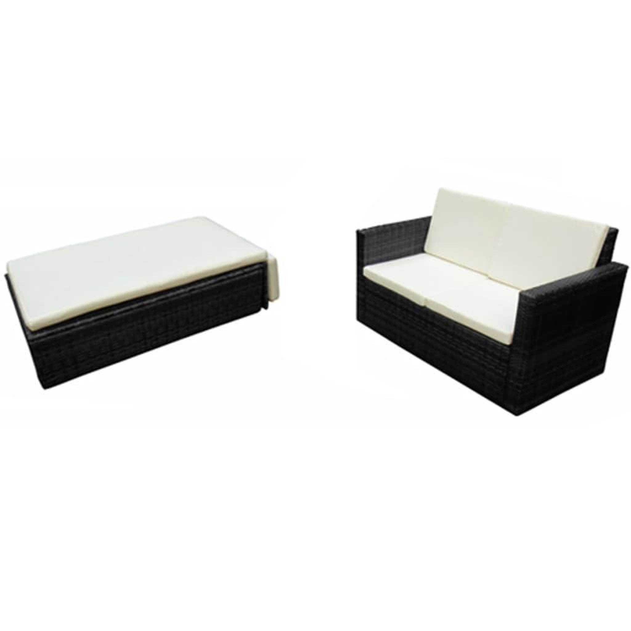 Voir la diapositive 2 : VIDAXL Salon de jardin 2 pcs avec coussins Resine tressee Noir