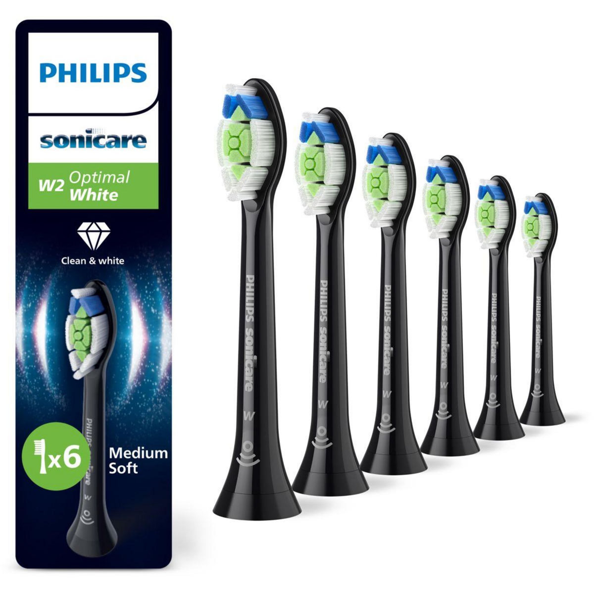 Philips Brossette dentaire Sonicare lot de 6 - HX6066/88 black Optimal W2