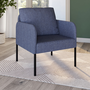 Voir la diapositive 2 : ID MARKET Fauteuil AUGUSTE tissu bleu pieds métal noir