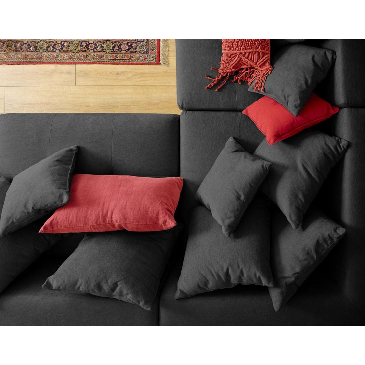 LISA DESIGN Amalfi - canapé modulable d'angle réversible - 4 places - en tissu