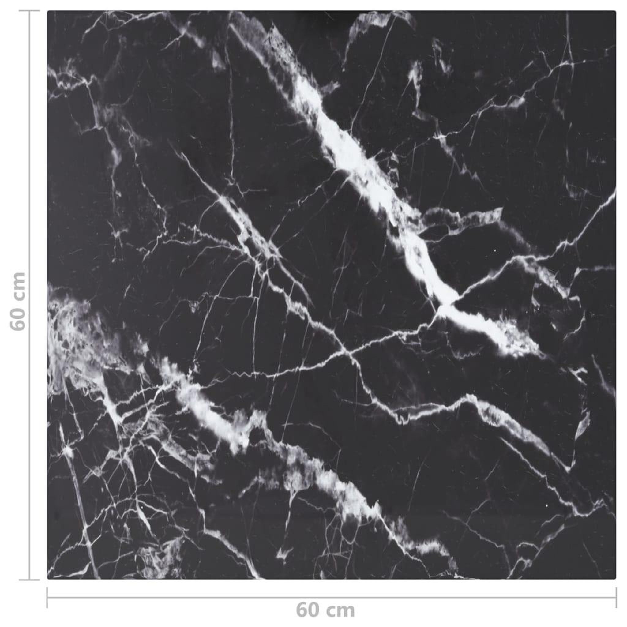 Voir la diapositive 5 : VIDAXL Dessus de table noir 60x60 cm 6 mm verre trempe design marbre