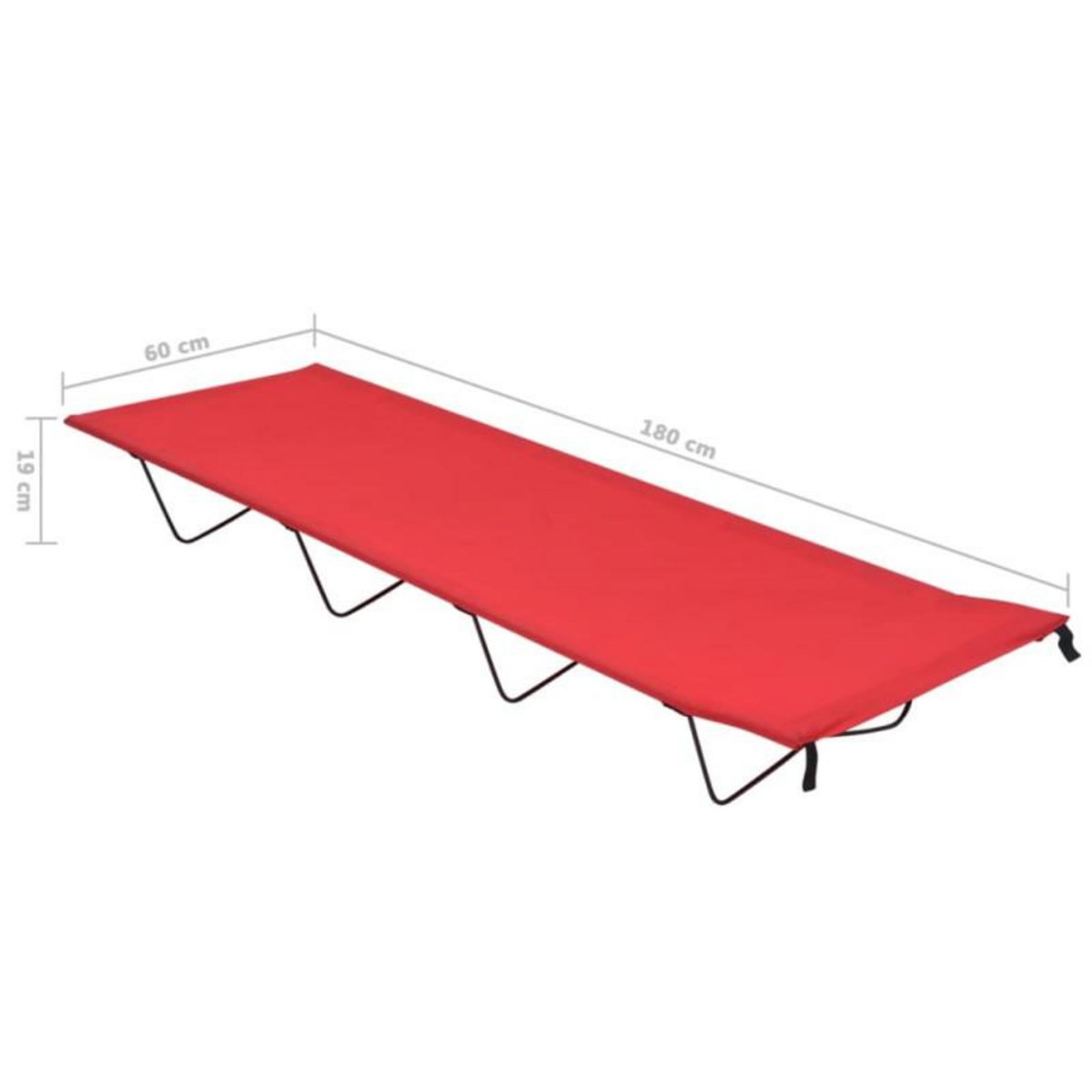 VIDAXL Lit de camping 180x60x19 cm Tissu Oxford et acier Rouge