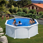 GRE Piscine hors sol acier ronde - Blanche - 3 50 x 1,32 m -ATLANTIS