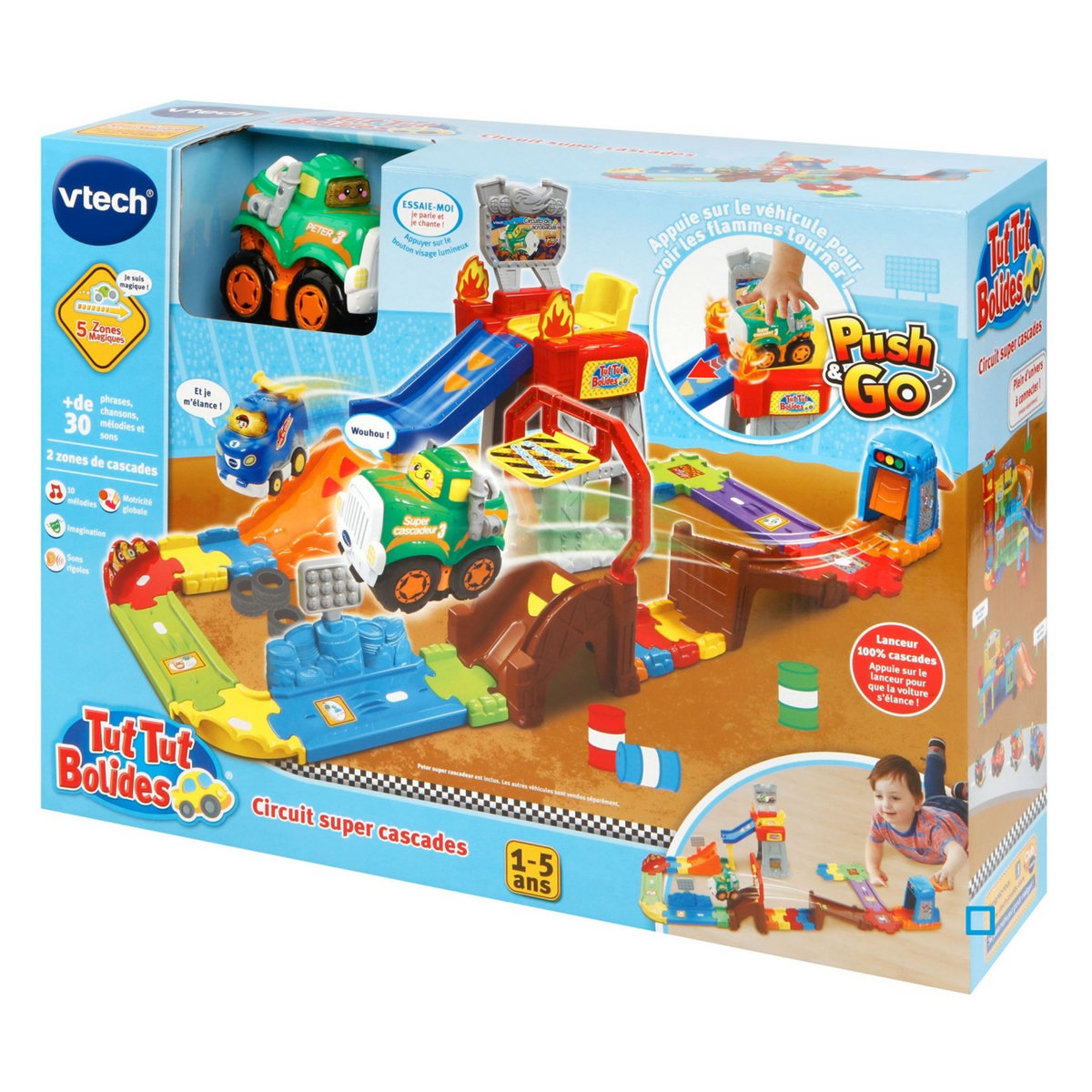 VTECH Circuit Super Cascades Push & Go (+ Peter, Super Cascadeur) - Tut Tut Bolides