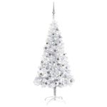 VIDAXL Arbre de Noël artificiel pre-eclaire/boules argente 150 cm PET