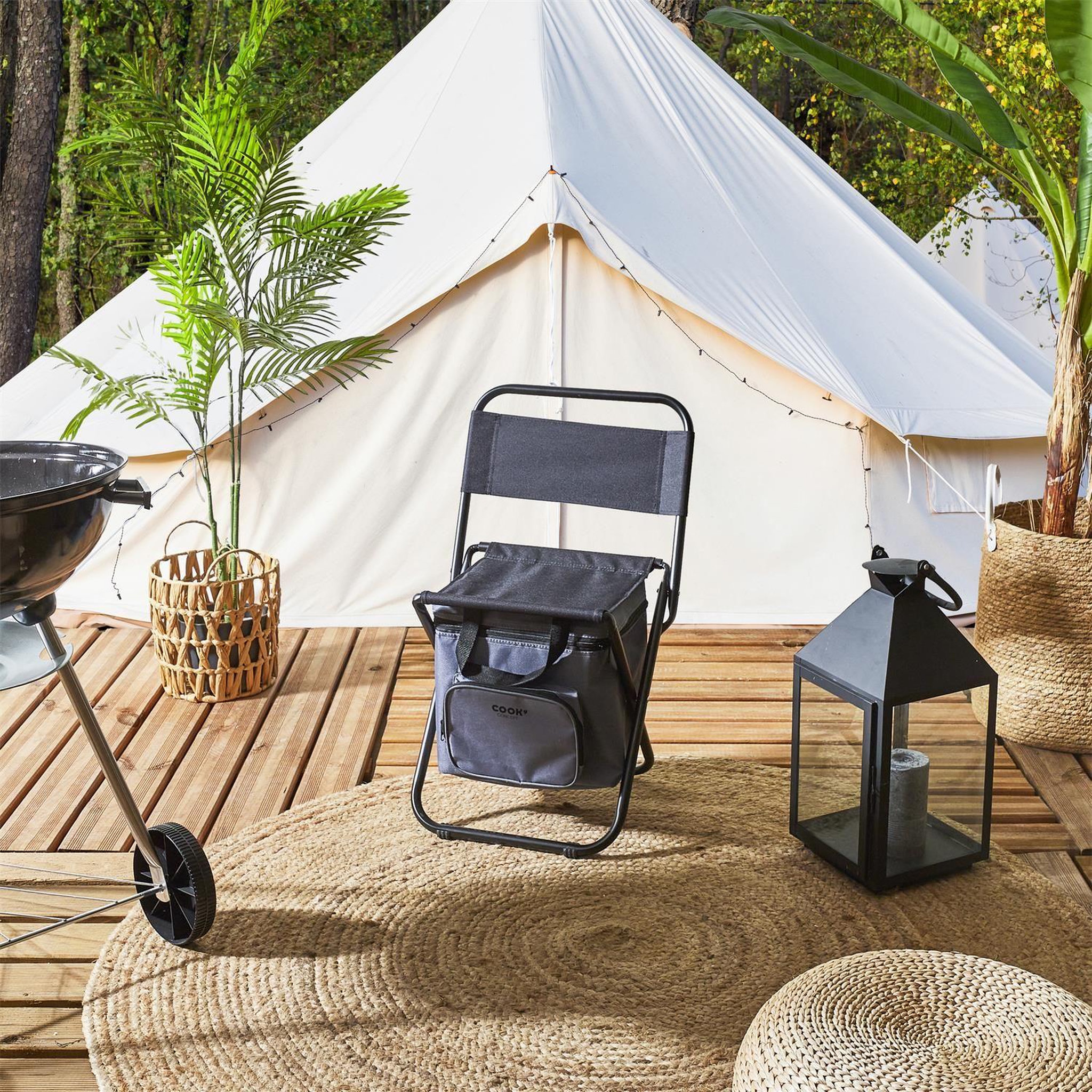 Voir la diapositive 2 : The Home Deco Factory Chaise de camping pliante 2 en 1 avec sac isotherme - Gris et noir
