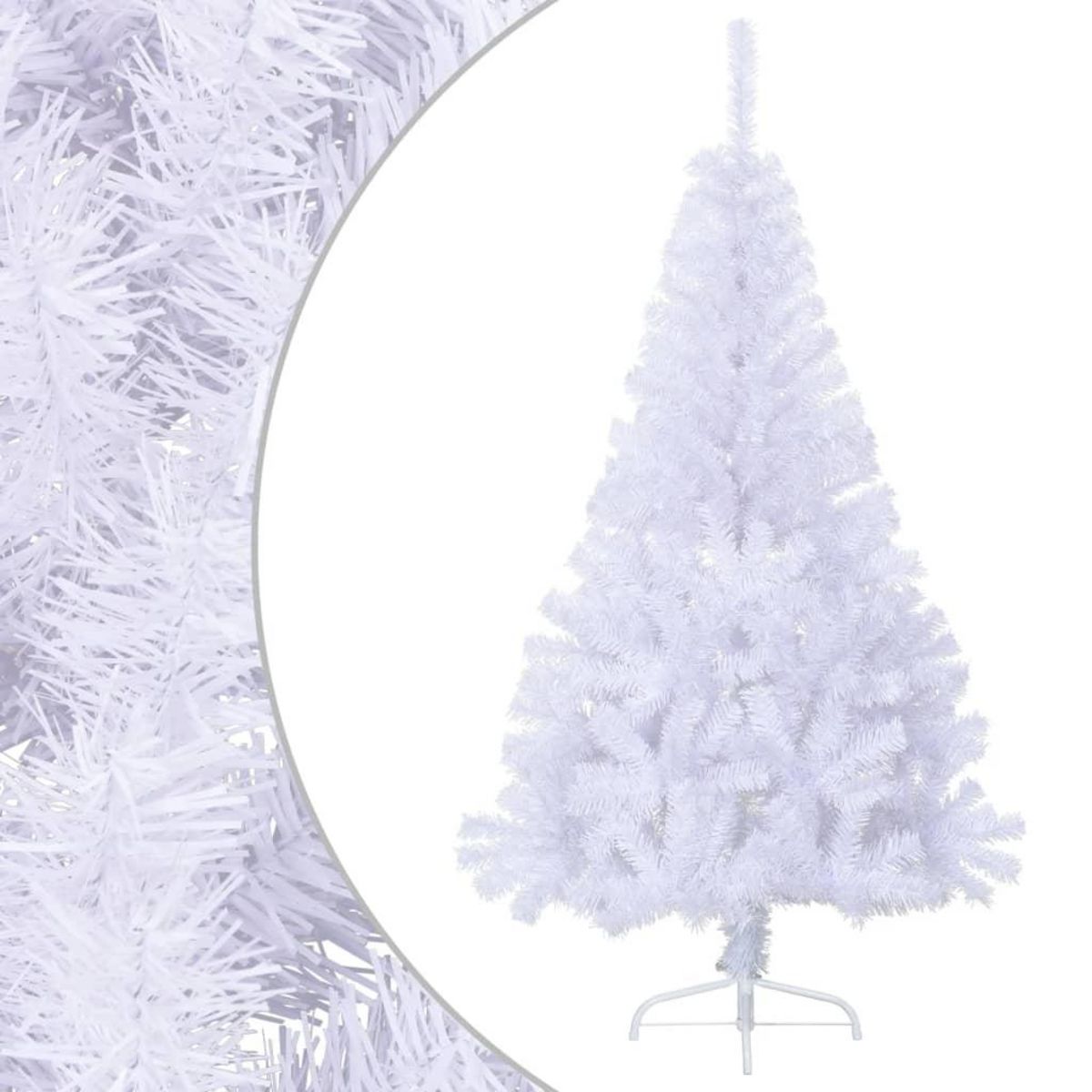 VIDAXL Sapin de Noël artificiel moitie avec support blanc 150 cm PVC