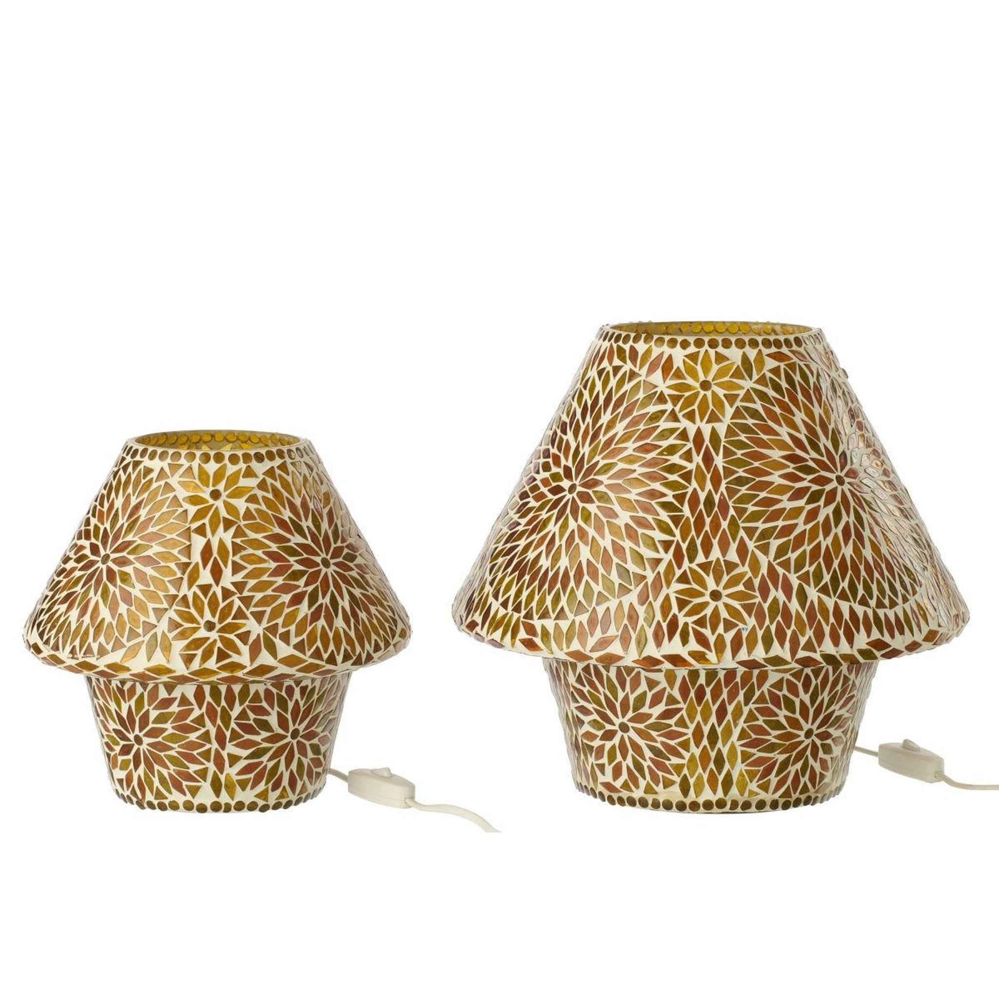 Voir la diapositive 4 : J-LINE Lampe à poser mosaïque  mari  33cm marron & orange