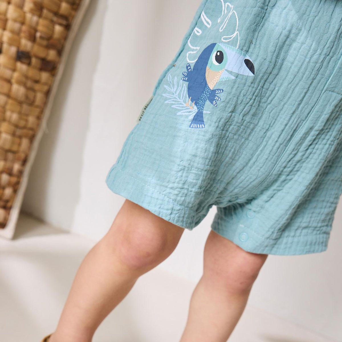 Petit Béguin Combishort bébé en gaze de coton Toucana