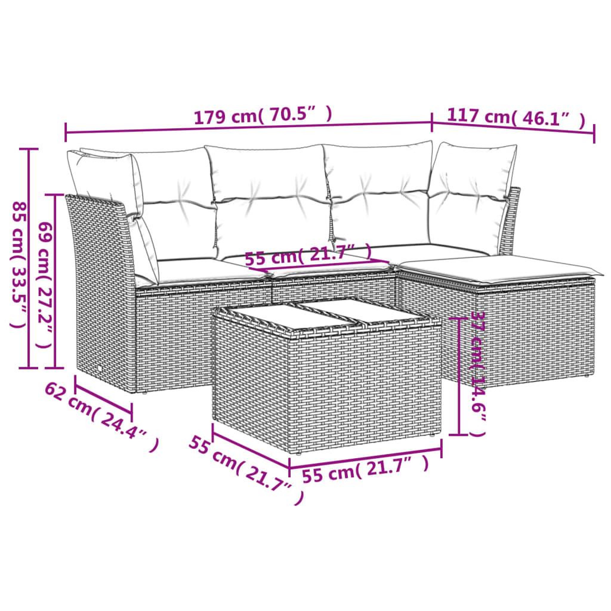 Voir la diapositive 3 : VIDAXL Salon de jardin 5 pcs avec coussins noir resine tressee